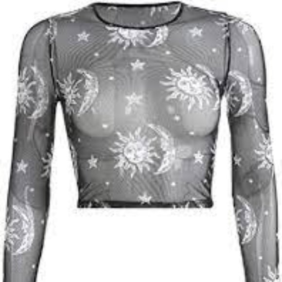 Sun & Moon Sheer Mesh Crop Top - Picture 2 of 5